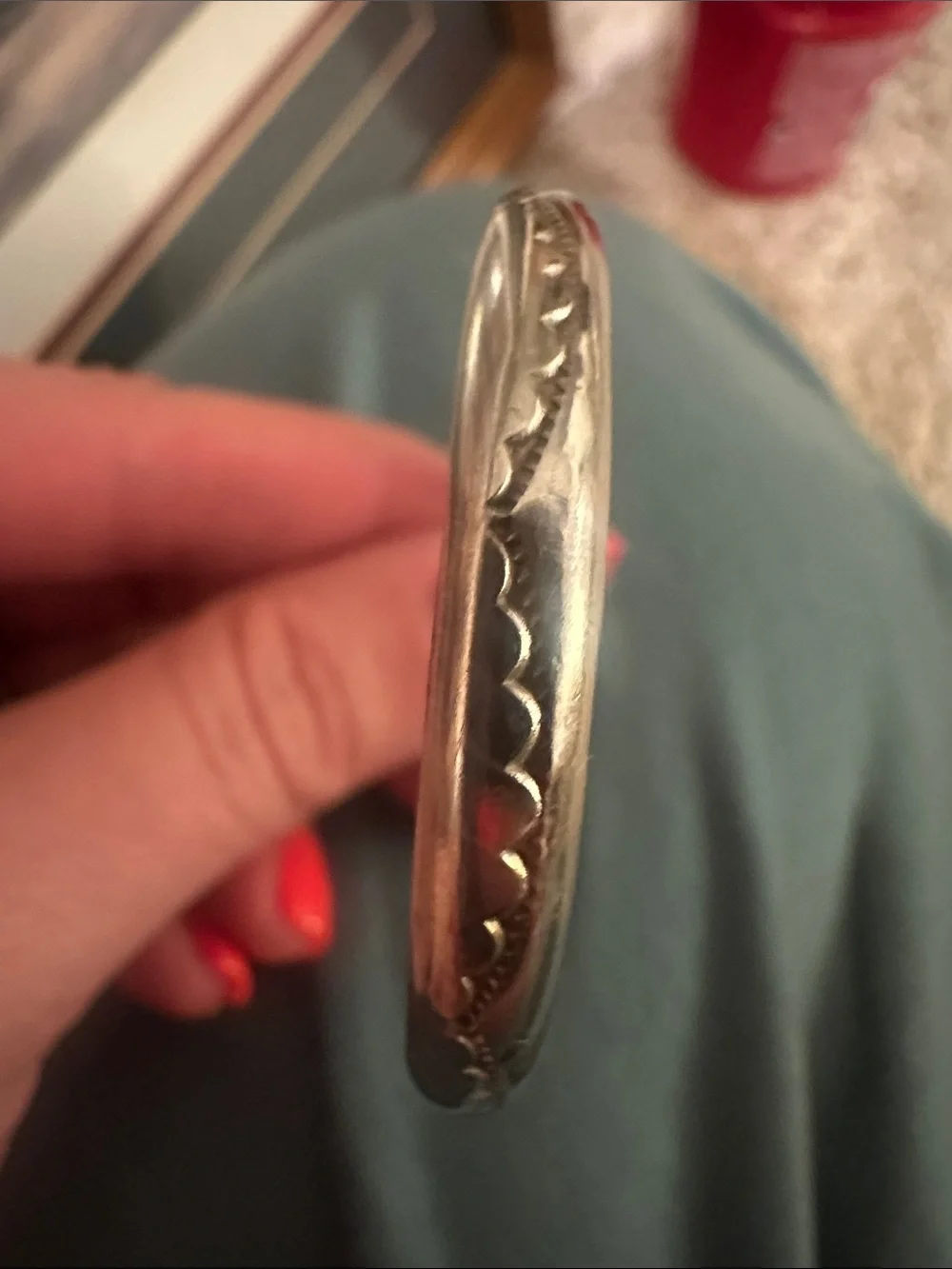Vintage handcrafted sterling silver Navajo-style cuff bracelet